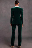 Brown Velvet Shawl Lapel Double Breasted 2 Piece Women Suits with Sleeves