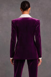 Brown Velvet Shawl Lapel Double Breasted 2 Piece Women Suits with Sleeves