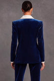 Brown Velvet Shawl Lapel Double Breasted 2 Piece Women Suits with Sleeves