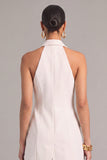White Double Breasted Bodycon Notched Lapel Short Work Dress