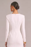White Bodycon Sweetheart Short Work Dress with Sleeves