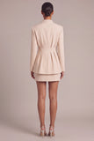 Ivory 2 Piece Single Breasted Bodycon Short Business Suits with Sleeves