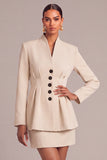 Ivory 2 Piece Single Breasted Bodycon Short Business Suits with Sleeves