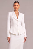 White 2 Piece Shawl Lapel Single Breasted Midi Business Suits with Sleeves