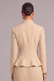 Ivory 2 Piece Single Breasted Pleated Long Business Suits with Sleeves