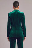 Dark Green Velvet 2 Piece Peak Lapel Business Suits with Sleeves