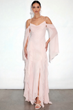 Blushing Pink Ruffled Long Formal Dress with Slit