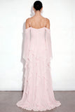 Blushing Pink Ruffled Long Formal Dress with Slit
