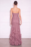 Dusty Rose Floral A Line Sweetheart Long Wedding Guest Dress