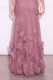 Dusty Rose Floral A Line Sweetheart Long Wedding Guest Dress