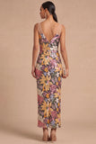 Sparkly Black Floral Sequins Thick Straps Mermaid Long Formal Dress