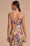 Sparkly Black Floral Sequins Thick Straps Mermaid Long Formal Dress