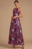 Black Floral Sparkly Sequins Long A-Line Spaghetti Straps Formal Dress