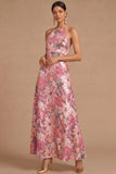 Black Floral Sparkly Sequins Long A-Line Spaghetti Straps Formal Dress