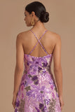 Black Floral Sparkly Sequins Long A-Line Spaghetti Straps Formal Dress