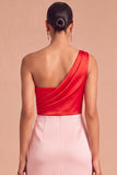 Pink Mermaid One Shoulder Ruched Long Formal Dress