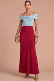 Dark Red Off the Shoulder Mermaid Long Formal Dress