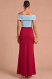 Dark Red Off the Shoulder Mermaid Long Formal Dress