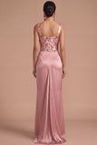 Sparkly Pink Sequins Mermaid Square Neck Ruched Long Formal Dress