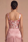 Sparkly Pink Sequins Mermaid Square Neck Ruched Long Formal Dress