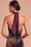Dark Green Sheath Halter Velvet Long Formal Dress