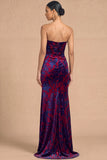 Dark Green Sheath Strapless Ruched Long Formal Dress with Slit