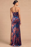 Dark Green Sheath Strapless Ruched Long Formal Dress with Slit