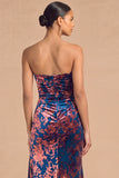 Dark Green Sheath Strapless Ruched Long Formal Dress with Slit