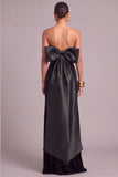 Black Velvet Mermaid Strapless Long Formal Dress with Bow