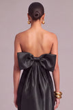 Black Velvet Mermaid Strapless Long Formal Dress with Bow