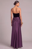 Dark Purple Corset Mermaid Strapless Ruched Long Formal Dress