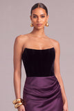 Dark Purple Corset Mermaid Strapless Ruched Long Formal Dress