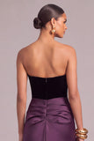 Dark Purple Corset Mermaid Strapless Ruched Long Formal Dress