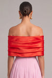 Pink Chiffon Off the Shoulder A-Line Long Formal Dress