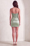 Dusty Green Sparkly Sequins Strapless Bodycon Short Cocktail Dress