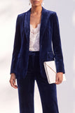 Dark Green Peak Lapel Velvet 2 Piece Women Suits with Sleeves