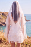 White Floral A-Line V-Neck Short Wedding Dress