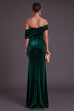 Burgundy Velvet Mermaid Off the Shoulder Ruched Long Formal Dress