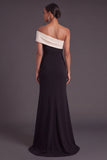 Black Mermaid One Shoulder Long Formal Dress with Slit