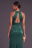 Burgundy Mermaid Round Neck Ruched Long Formal Dress with Slit