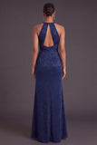 Burgundy Mermaid Round Neck Ruched Long Formal Dress with Slit