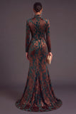 Dark Green Corset High Neck Ruched Long Formal Dress with Slit