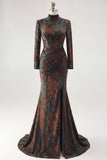Dark Green Corset High Neck Ruched Long Formal Dress with Slit