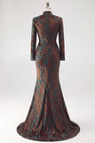 Dark Green Corset High Neck Ruched Long Formal Dress with Slit