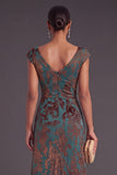 Dark Green Sheath V-Neck Ruched Maxi Formal Dress