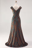 Dark Green Sheath V-Neck Ruched Maxi Formal Dress