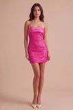 Sparkly Black Sequins Bodycon Strapless Short Cocktail Dress