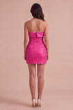 Sparkly Black Sequins Bodycon Strapless Short Cocktail Dress
