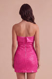 Sparkly Black Sequins Bodycon Strapless Short Cocktail Dress