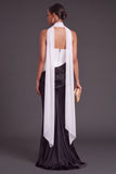 Brown Corset Mermaid Strapless Ruched Long Formal Dress with Neck Scarf